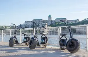 MonsteRollers parking in front of the Buda Castle