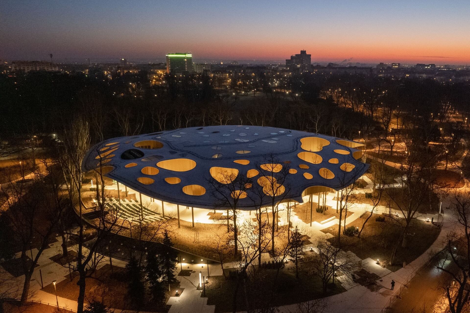 House of Music in Budapest at night